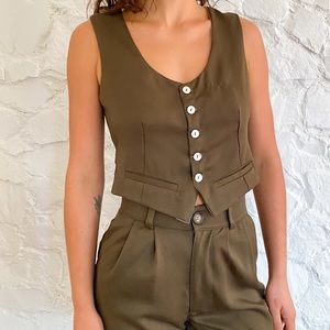 SCOUT GOODS FATIGUE GREEN TENCIL VEST & PANTS, XS/0